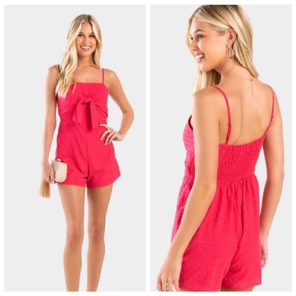 Love & peace collective Romper Womens size small eyelet Front tie cotton New
